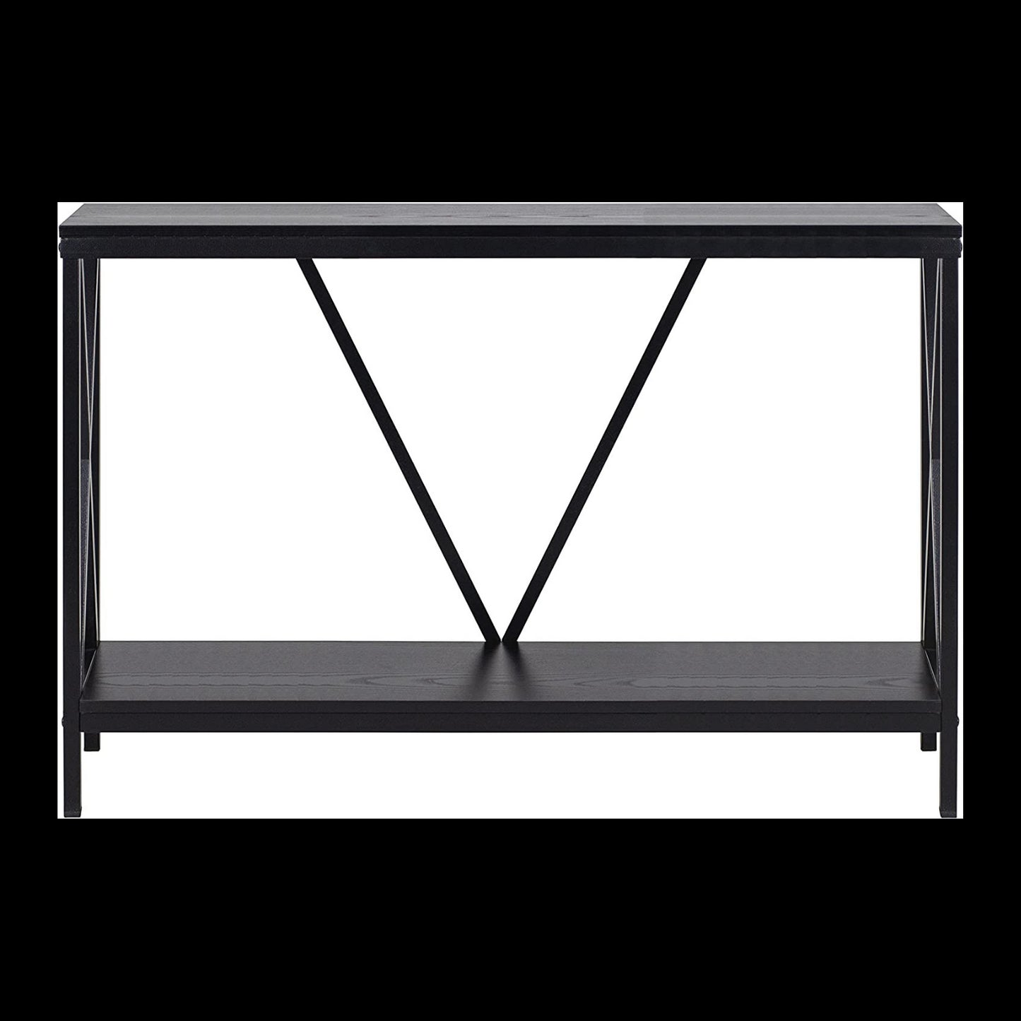 Aquatic Fundamentals 40-55 Gallon Black Steel X-Frame Aquarium Stand with lower shelf
