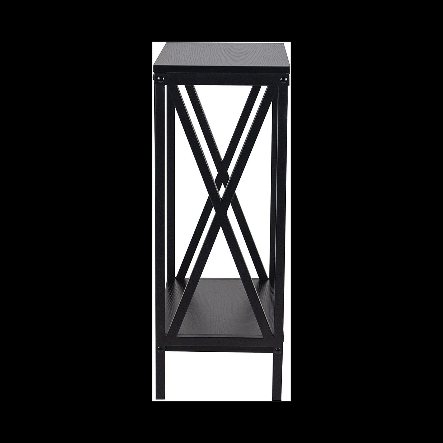 Aquatic Fundamentals 40-55 Gallon Black Steel X-Frame Aquarium Stand with lower shelf