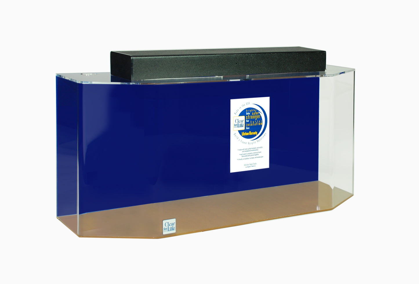 Clear for Life Acrylic Flat Back Hexagon UniQuarium Aquarium - 20 Gallon