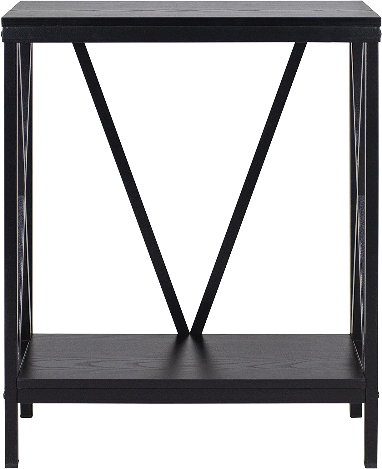Aquatic Fundamentals 20 Gallon Black Steel X-Frame Aquarium Stand with lower shelf