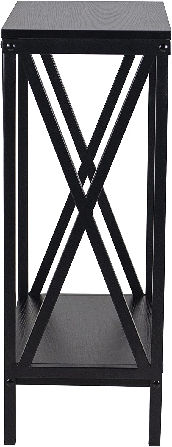 Aquatic Fundamentals 29-37 Gallon Black Steel X-Frame Aquarium Stand with lower shelf