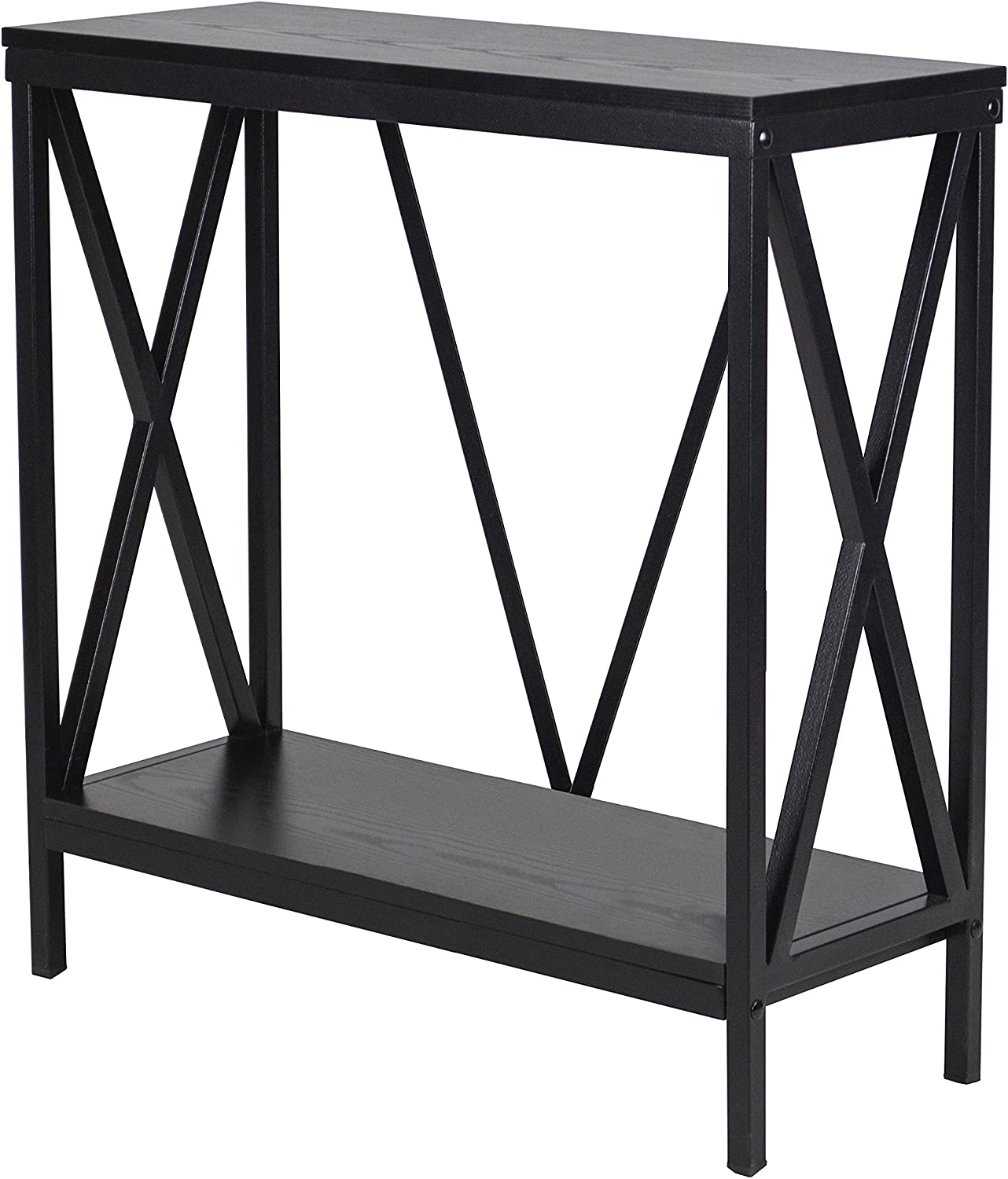 Aquatic Fundamentals 29-37 Gallon Black Steel X-Frame Aquarium Stand with lower shelf