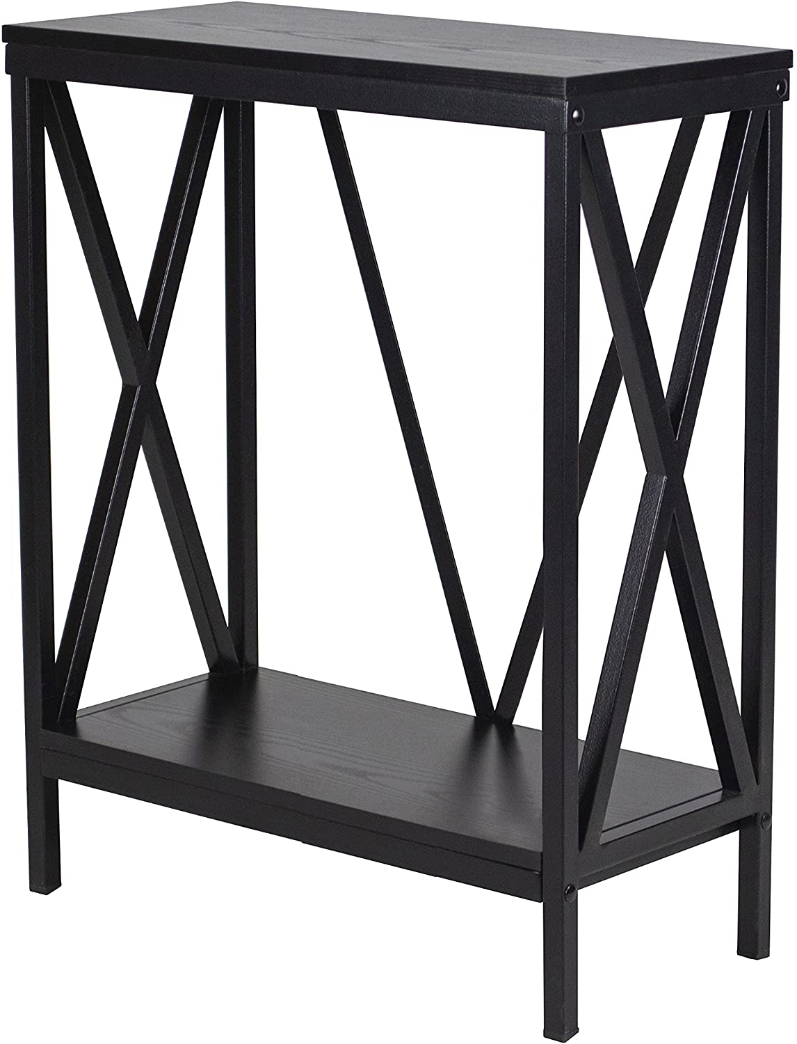 Aquatic Fundamentals 20 Gallon Black Steel X-Frame Aquarium Stand with lower shelf