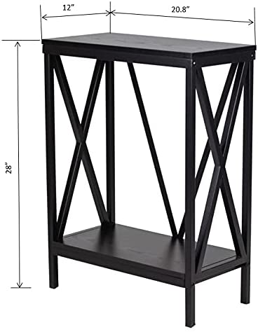 Aquatic Fundamentals 10 Gallon Black Steel X-Frame Aquarium Stand with lower shelf