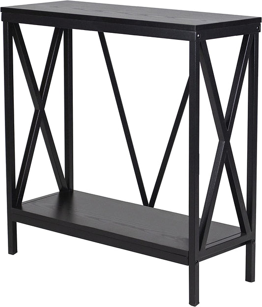 Aquatic Fundamentals 29-37 Gallon Black Steel X-Frame Aquarium Stand with lower shelf