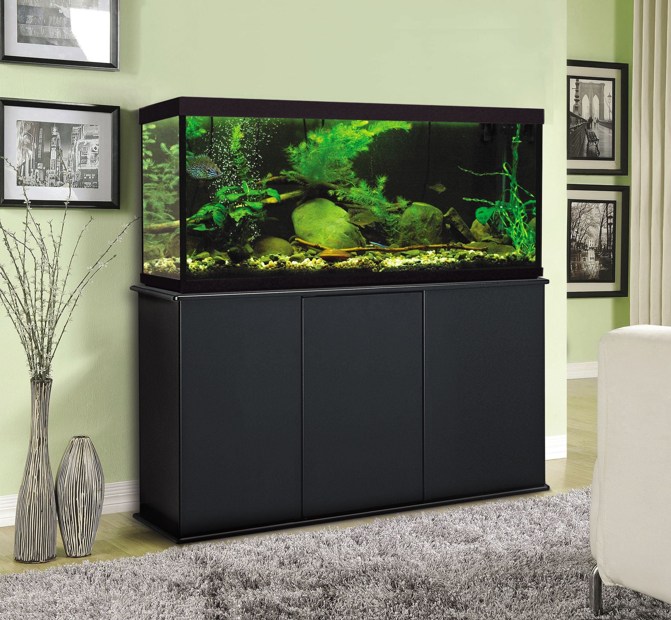 Aquatic Fundamentals 55 Gallon Black Upright Aquarium Stand – Fish
