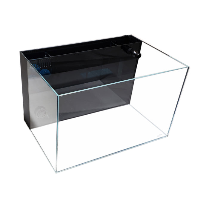 10 Gallon - CRYSTAL 45 Degree Low Iron Ultra Clear Aquarium with Built in Back Filter - Fish Tank USA