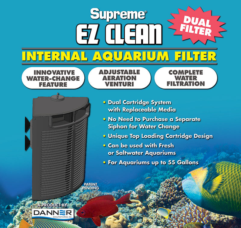 Supreme EZ Clean Internal Aquarium Filter Dual Cartridge - Danner