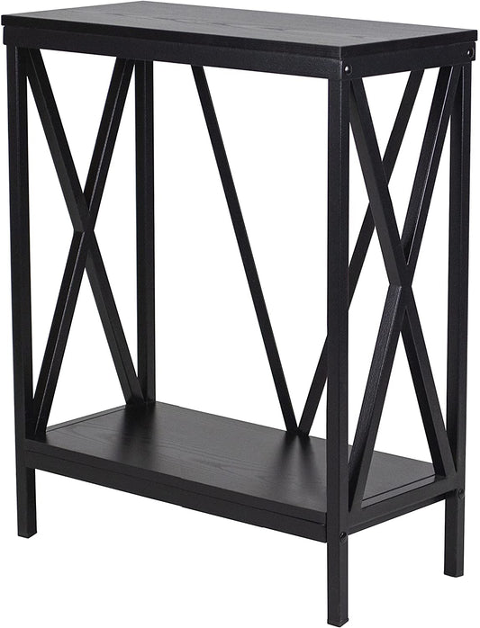 Aquatic Fundamentals 20 Gallon Black Steel X-Frame Aquarium Stand with lower shelf