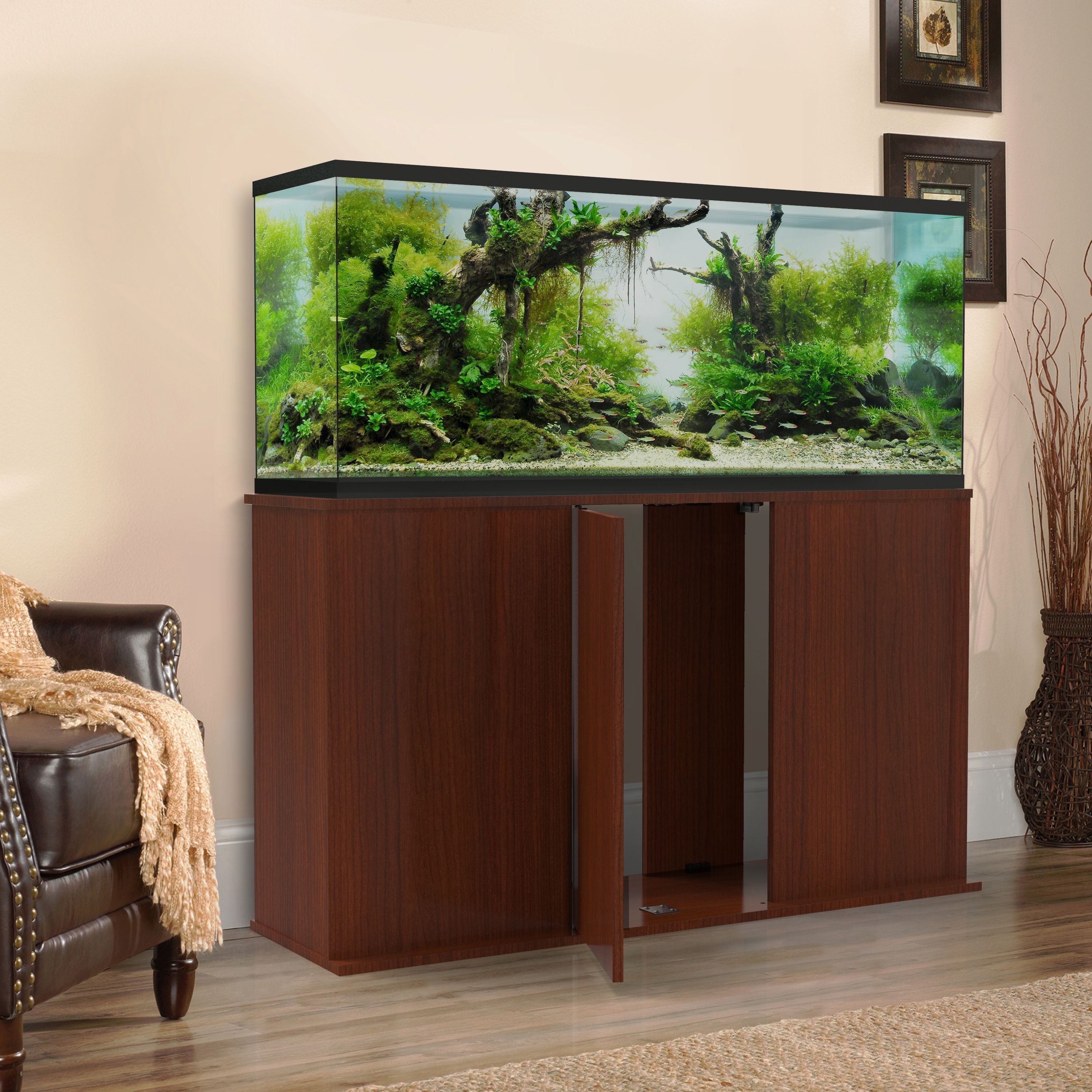 Aquatic Fundamentals 55 Gallon Serene Cherry Upright Aquarium Stand Fish Tank USA Aquatic Fundamentals 55 Gallon Serene Cherry Upright Aquarium Stand Fish Tank USA