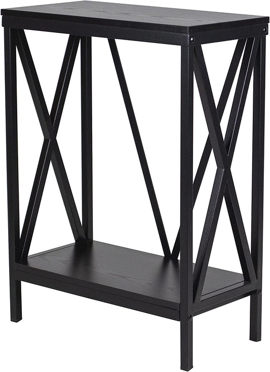 Aquatic Fundamentals 10 Gallon Black Steel X-Frame Aquarium Stand with lower shelf