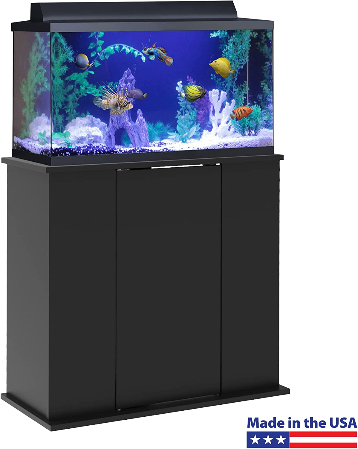 Aquatic Fundamentals 29-37 Gallon Black Upright Aquarium Stand - Fish Tank USA