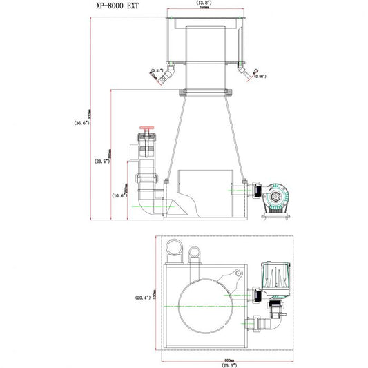 SRO XP8000E Recirculating External Protein Skimmer - Fish Tank USA